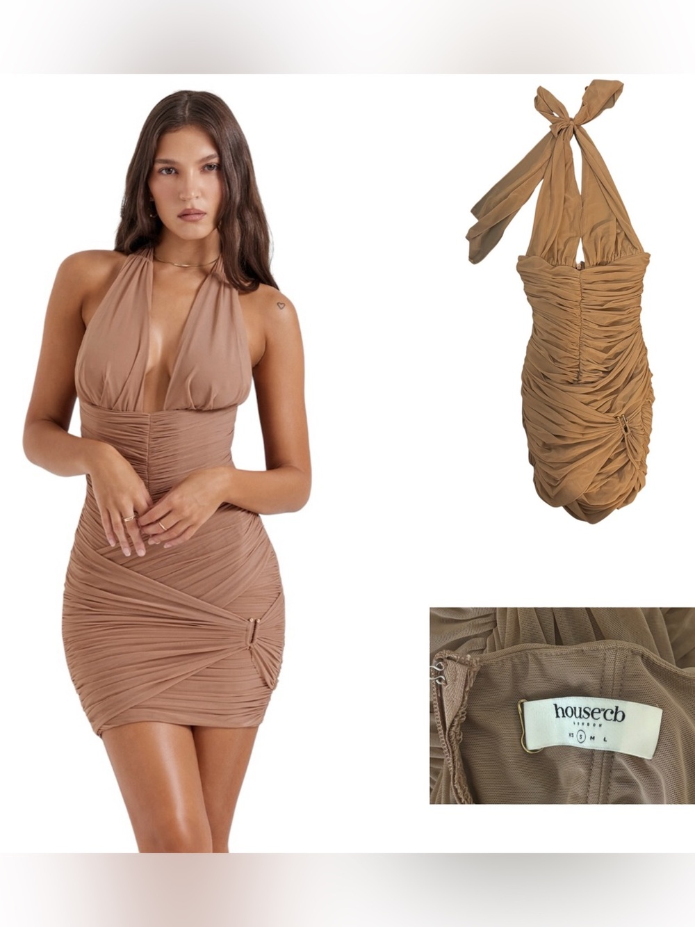 House of CB Laetitia Gathered Halter Minidress